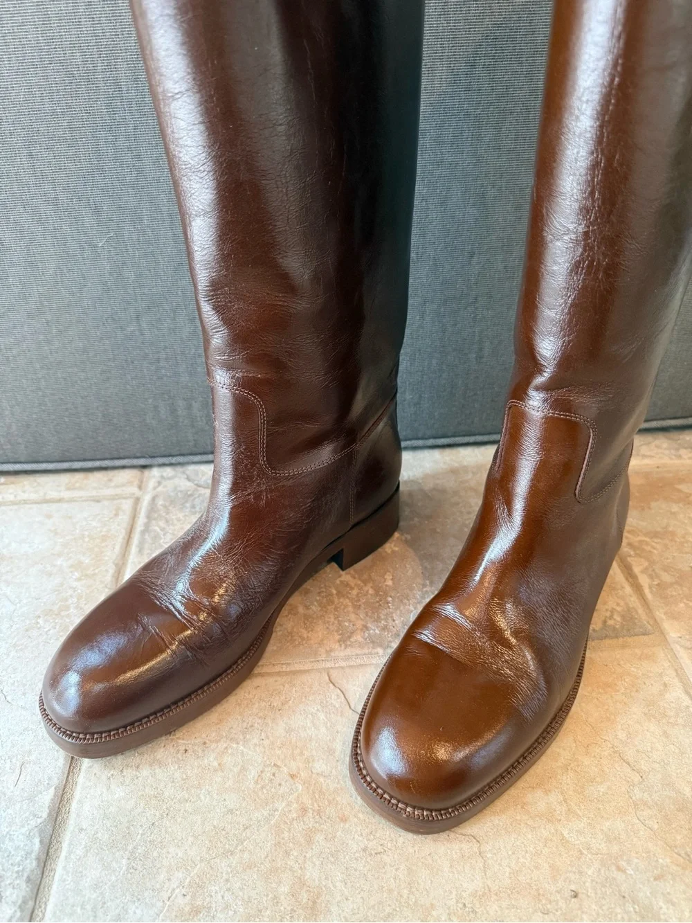 Chanel Calfskin High Boots Brown Size 40